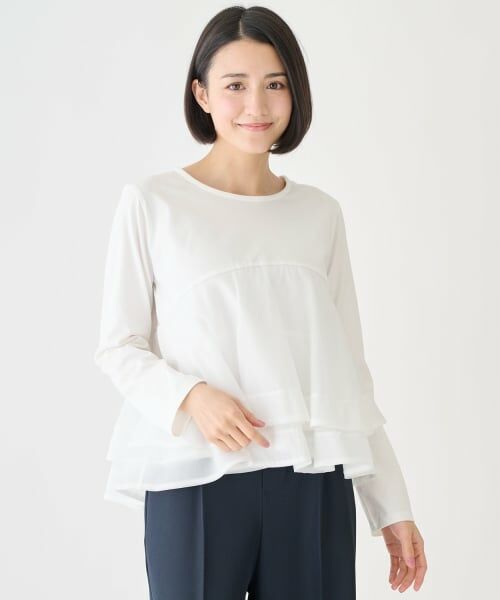 petit main LIEN / プティマイン リアン Tシャツ | オーガンジードッキング長袖Tシャツ | 詳細4