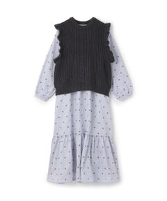 petit main LIEN / プティマイン リアン ミニ丈・ひざ丈ワンピース | 【親子リンク】ベストつきワンピース