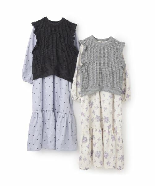 petit main LIEN / プティマイン リアン ミニ丈・ひざ丈ワンピース | 【親子リンク】ベストつきワンピース | 詳細12