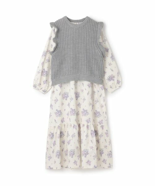 petit main LIEN / プティマイン リアン ミニ丈・ひざ丈ワンピース | 【親子リンク】ベストつきワンピース（マルチ）