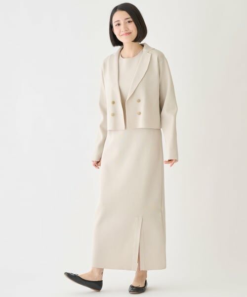 petit main LIEN / プティマイン リアン ミニ丈・ひざ丈ワンピース | 【フォーマル】ニットジャケットワンピースセット（薄ベージュ）