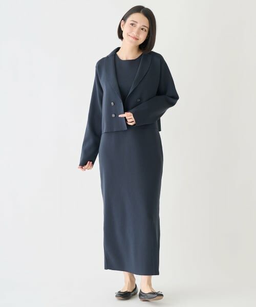petit main LIEN / プティマイン リアン ミニ丈・ひざ丈ワンピース | 【フォーマル】ニットジャケットワンピースセット（紺）