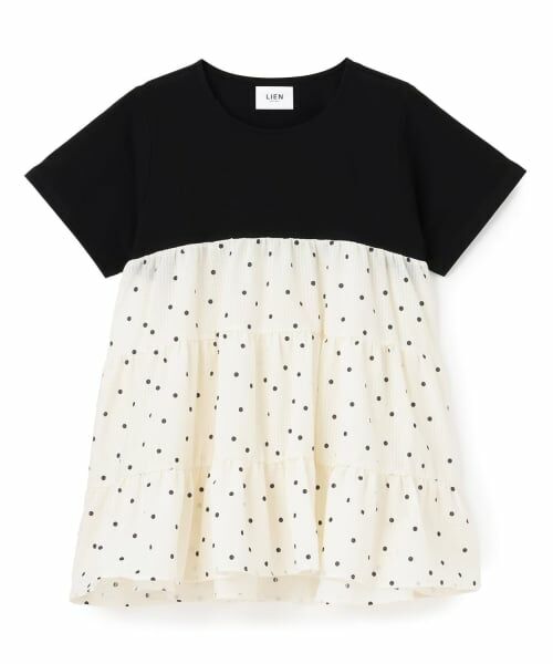 petit main LIEN / プティマイン リアン Tシャツ | 【親子リンク】ドッキングティアードTシャツ（黒）