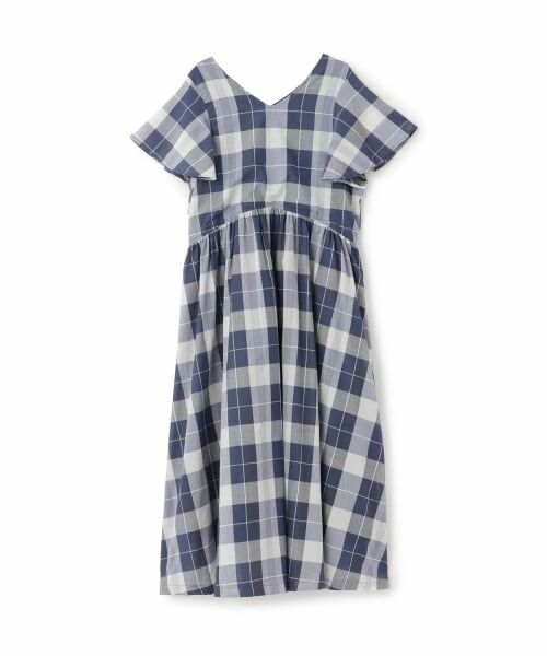 petit main LIEN / プティマイン リアン ミニ丈・ひざ丈ワンピース | 【リンク】チェックフレアワンピース（ブルー）