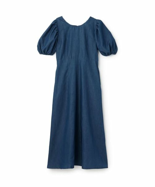 petit main LIEN / プティマイン リアン ミニ丈・ひざ丈ワンピース | 【リンク】袖パフペプラムワンピース（ブルー）