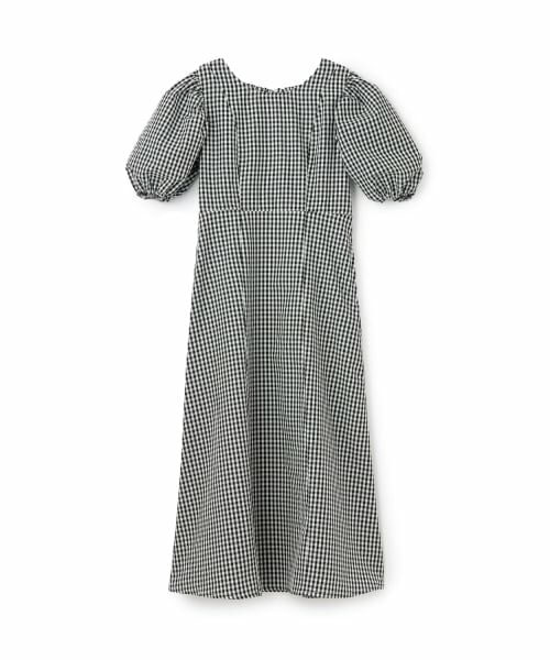 petit main LIEN / プティマイン リアン ミニ丈・ひざ丈ワンピース | 【リンク】袖パフペプラムワンピース（黒）