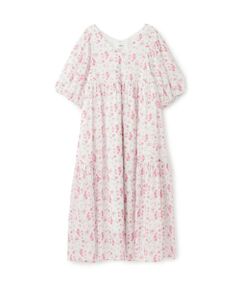 petit main LIEN / プティマイン リアン ミニ丈・ひざ丈ワンピース | 【リンク】花柄Aラインワンピース