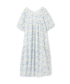 petit main LIEN / プティマイン リアン ミニ丈・ひざ丈ワンピース | 【リンク】花柄Aラインワンピース