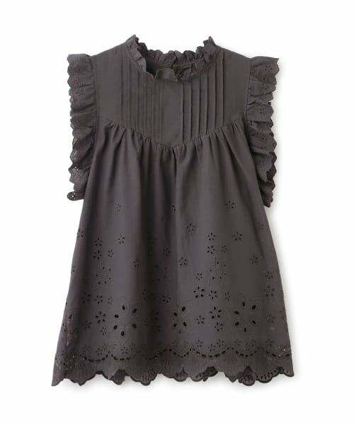 petit main LIEN / プティマイン リアン その他トップス | 【リンク】オーバーレースチュニック（チャコール）