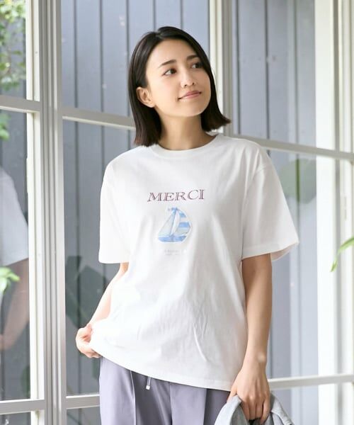 petit main LIEN / プティマイン リアン Tシャツ | 【親子リンク】【接触冷感】15th MERCI半袖Tシャツ（オフ ホワイト）