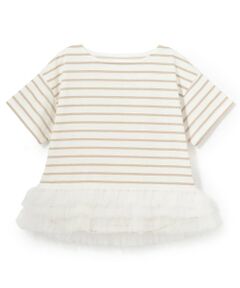 petit main LIEN / プティマイン リアン Tシャツ | ボーダーペプラム半袖Tシャツ