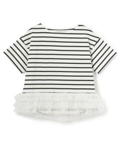 petit main LIEN / プティマイン リアン Tシャツ | ボーダーペプラム半袖Tシャツ