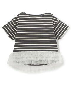 petit main LIEN / プティマイン リアン Tシャツ | ボーダーペプラム半袖Tシャツ