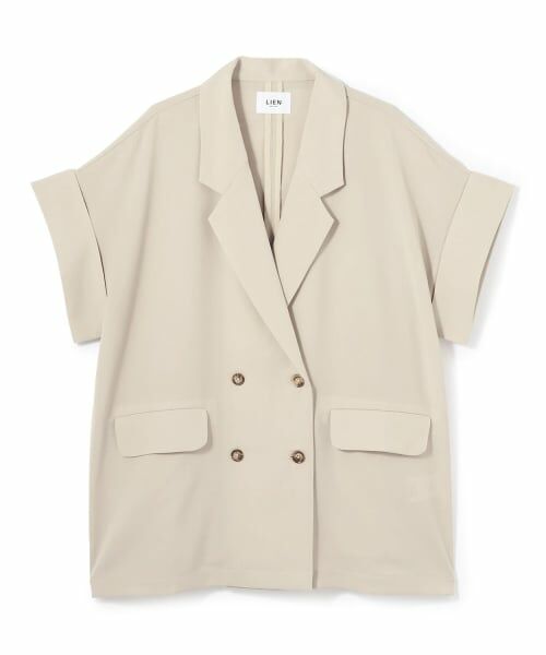 petit main LIEN / プティマイン リアン ブルゾン | 麻タッチドライシャツジャケット（ベージュ）