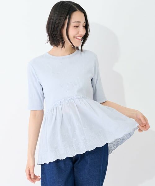 petit main LIEN / プティマイン リアン Tシャツ | 【リンク/接触冷感】レースドッキングT（ターコ）