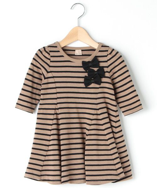 リボン付きボーダーフレアワンピース ミニ丈 ひざ丈ワンピース Petit Main プティマイン ファッション通販 タカシマヤファッションスクエア