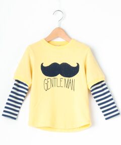 petit main / プティマイン Tシャツ | ひげモチーフプリント長袖Tシャツ