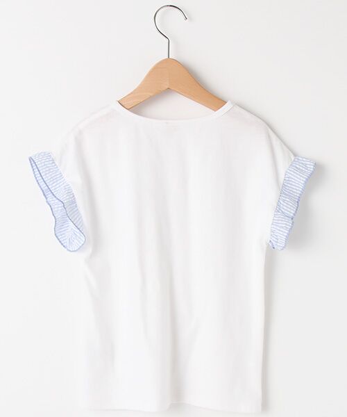 petit main / プティマイン Tシャツ | ストライプ袖リボンモチーフTシャツ | 詳細1