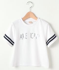 ライン入りロゴプリントTシャツ