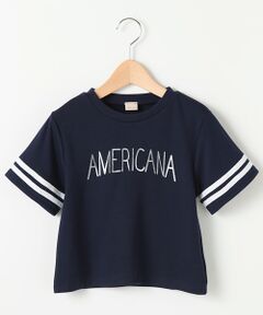 ライン入りロゴプリントTシャツ