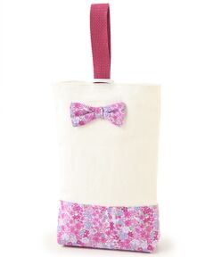 petit main / プティマイン その他小物 | 無地×花柄切り替えリボンつき上履き入れ