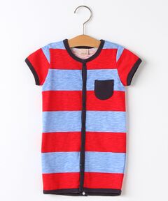 petit main / プティマイン ロンパース | 太ボーダー柄2WAYカバーオール