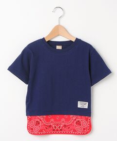 裾バンダナ柄切り替えTシャツ