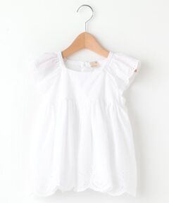 petit main / プティマイン チュニック | カットワーク刺しゅう入りギャザーフレアチュニックブラウス