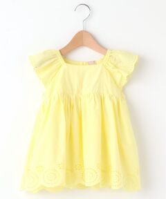 petit main / プティマイン チュニック | カットワーク刺しゅう入りギャザーフレアチュニックブラウス