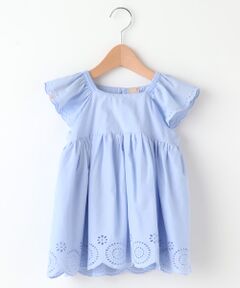 petit main / プティマイン チュニック | カットワーク刺しゅう入りギャザーフレアチュニックブラウス