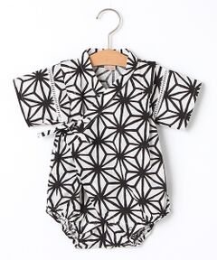 petit main / プティマイン ロンパース | 和柄麻の葉模様甚平風ロンパース