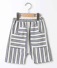 petit main / プティマイン ショート・ハーフ・半端丈パンツ | アウトポケットつきストライプ柄ハーフパンツ