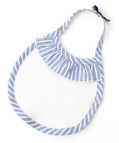 petit main / プティマイン スタイ・ビブ | ストライプフリルつきパイルスタイ