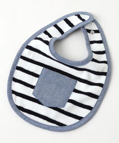 petit main / プティマイン スタイ・ビブ | ボーダーパイル部分無地切り替えスタイ