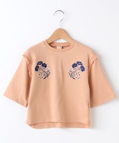 フラワー刺しゅう入りTシャツ