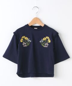 フラワー刺しゅう入りTシャツ