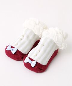 petit main / プティマイン ソックス | パール調ビーズ×リボンつきカップソックス