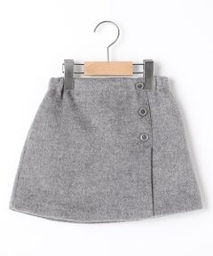 petit main / プティマイン ミニ・ひざ丈スカート | ウール混ラップ風スカート