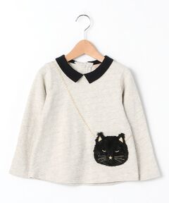petit main / プティマイン チュニック | ネコポシェットデザイン衿つきチュニック