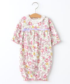 petit main / プティマイン ロンパース | リボンつき花柄2WAYカバーオール