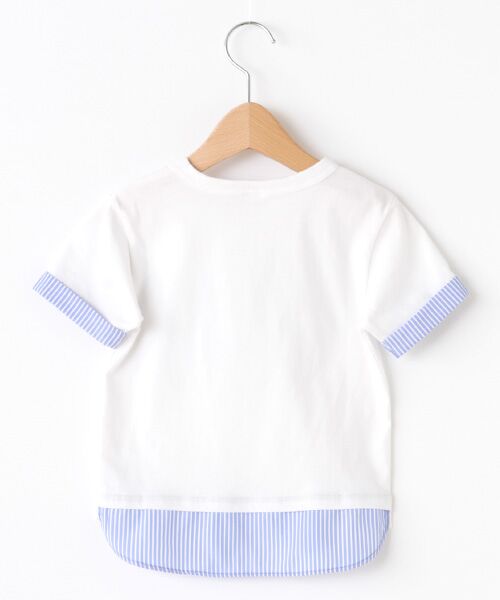 petit main / プティマイン Tシャツ | 部分ストライプ使いメガネポケットデザインTシャツ | 詳細1
