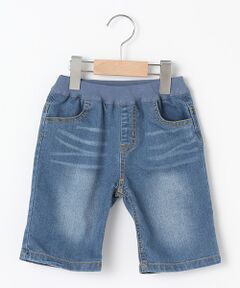 petit main / プティマイン ショート・ハーフ・半端丈パンツ | ウエストリブデニムハーフパンツ