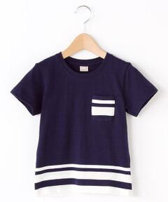 ライン入り胸ポケットつきTシャツ