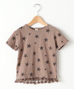 裾タッセルつき星柄Tシャツ