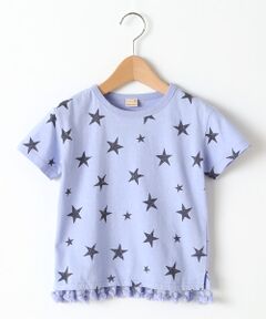 裾タッセルつき星柄Tシャツ