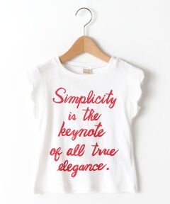 petit main / プティマイン タンクトップ | ロゴプリント入りスカラップ袖Tシャツ