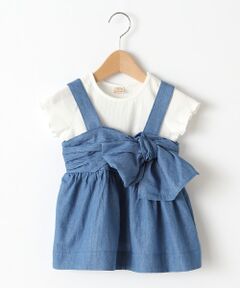 petit main / プティマイン チュニック | リボンつきキャミチュニック×無地Tシャツセット