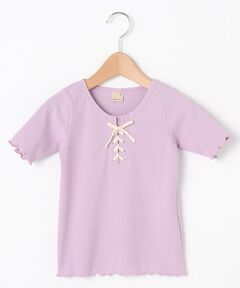 レースアップテレコTシャツ