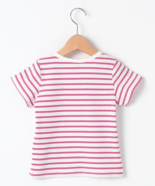 petit main / プティマイン Tシャツ | バッグトロンプルイユボーダーTシャツ | 詳細4
