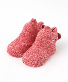 petit main / プティマイン ソックス | ポンポンつきロゴ刺しゅう入りパイルカップソックス